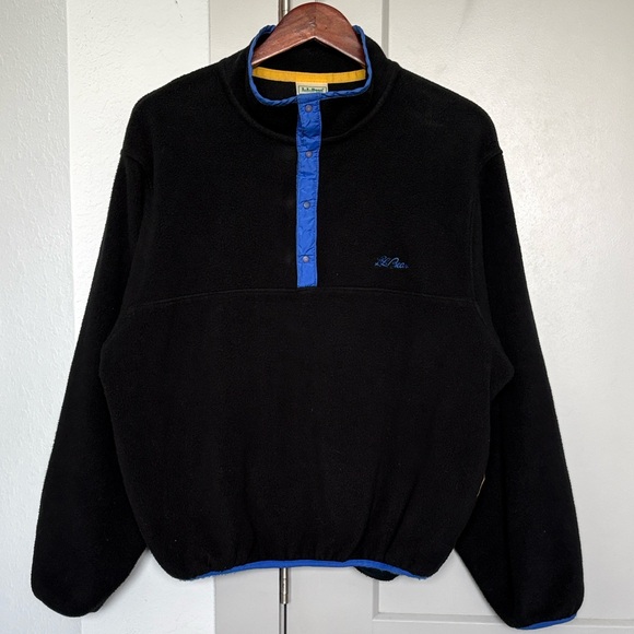 L.L. Bean Other - VINTAGE 90S LL BEAN BLACK BLUE FLEECE SNAP T MENS MEDIUM